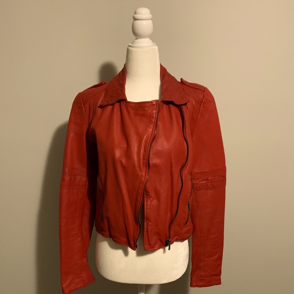 Zara 100% lamb leather jacket